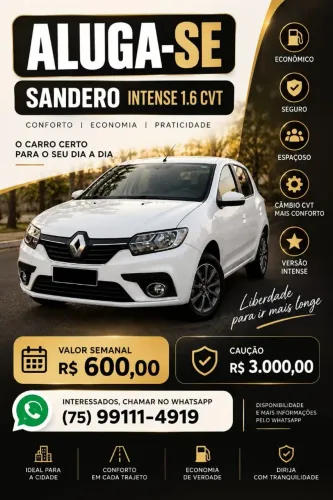 Aluguel Sandero 1.6 CVT Uber, 99