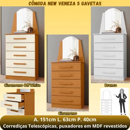 COMODA NEW VENEZA 5 GAVETAS