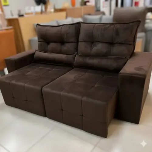 Sofá Retrátil e Reclinável Lisboa Marrom (PRODUTO EM OFERTA)*