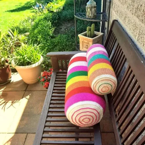 Almofadas de Rolos em crochê 