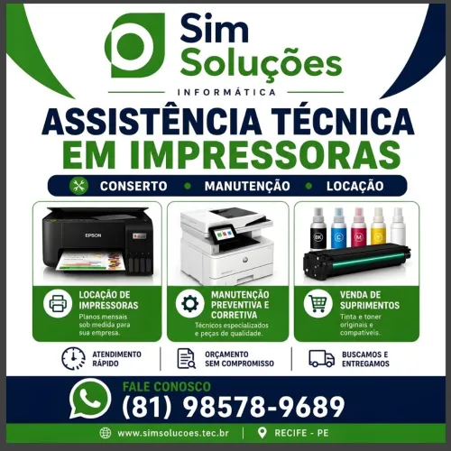 Assistência Técnica em Impressoras - Conserto, Manutenção e Locação (Recife-PE)