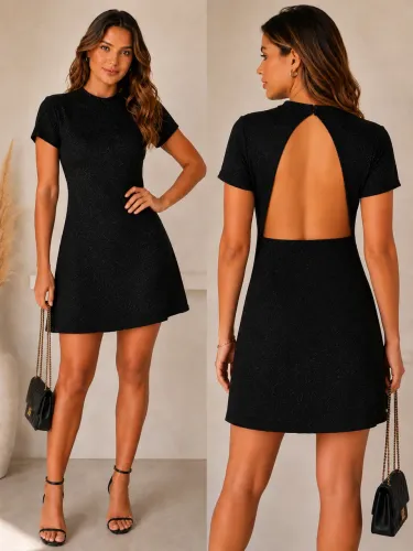 Vestido curto tam G preto brilho BlueSteel