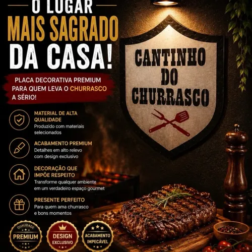 Placa brasão cantinho do churrasco