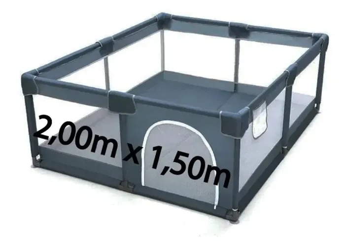 Cercadinho para bebês 200x150cm Grade de Proteção Cinza
