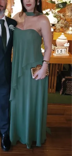 Vestido festa fluido verde oliva