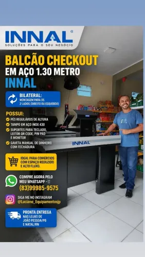 BALCÃO CHECKOUT EM AÇO 1.30 METRO INNAL 