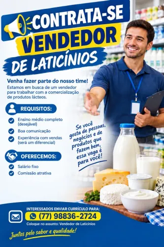 Vaga de emprego para vendedor pronta entrega