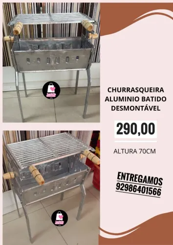 CHURRASQUEIRAS EM ALUMÍNIO BATIDO DESMONTÁVEL. ENTREGA GRATIS PRA MAIORIA DOS BAIRROS
