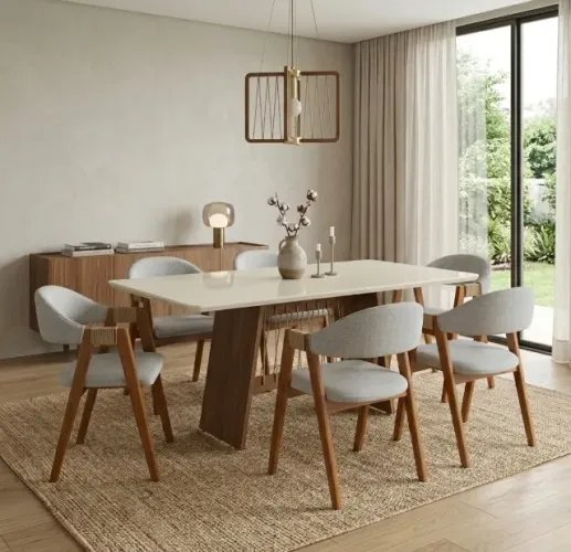 Mesa Bellagio 160 com 6 Cadeiras Ravena