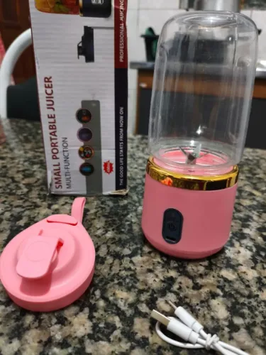 Mini Liquidificador Portátil Recarregável 400ml USB - Rosa