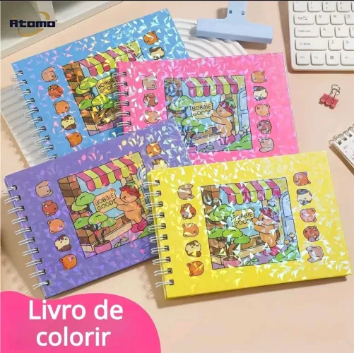 Livro de colorir Bobbie Goods - 50 imagens, cara dura holográfica, formato A5 