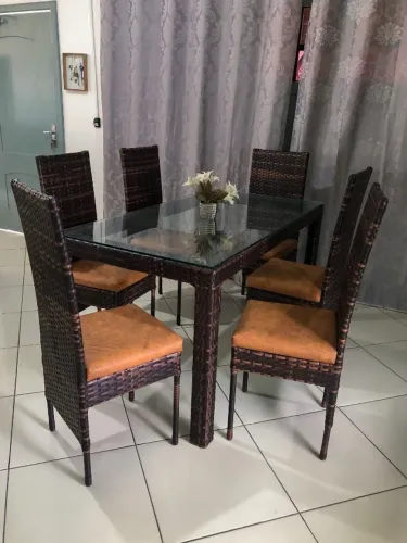 CONJUNTO DE MESA PARIS COM 6 CADEIRAS FORTALEZ ALTA