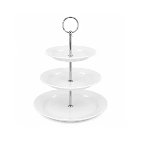 Fruteira Doceira Salgados Porcelana Redonda 3 Andares