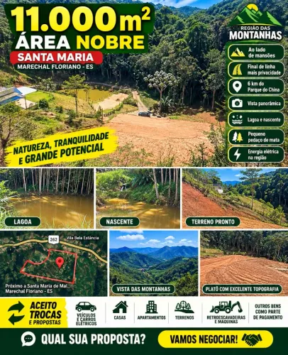 11.000m² com Vista para Montanhas, Nascente, Lago e Grande Platô Pronto, troco, negocio <br>