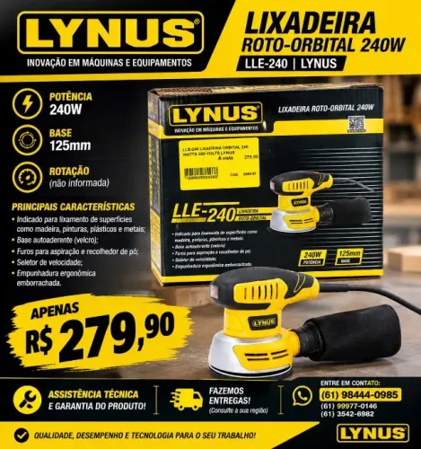 ? LIXADEIRA ORBITAL LYNUS LLE-240 - 240W
