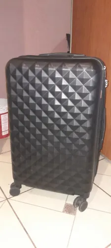 Mala Grande 35kg Expansível Preta Diamond Ultra Leve