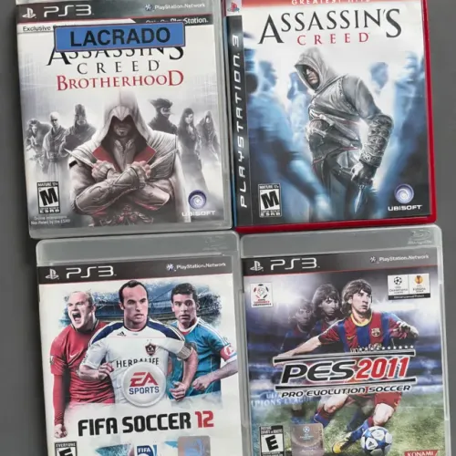 Lote PS3 Assassin's Creed 1 + Brotherhood LACRADO + FIFA 12 + PES 2011