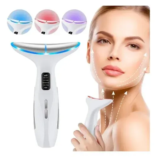 Massageador de Pescoço e Rosto LED Vibração Fototerapia Para Rejuvenescer Firmeza