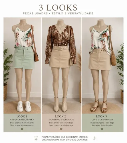 9 Peças usadas blusas saias shorts