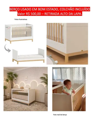 Berço em ótimo estado que vira cama