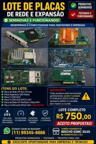 Lote de placas de rede expansão<br>DE REDE E EXPANSÃO<br>DE REDE E EXPANSÃO