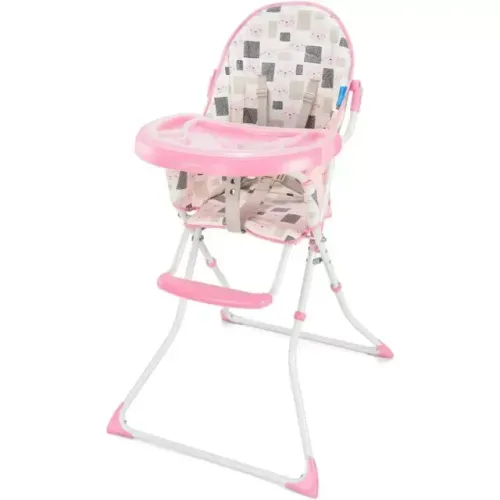Cadeira Alta de Alimentação Bebê até 15 Kg Slim Gatinho Rosa e Branco Multikids Baby