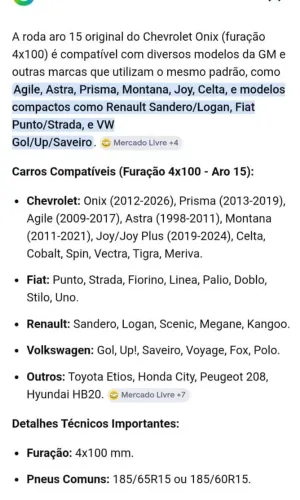 Rodas original do Onix 
