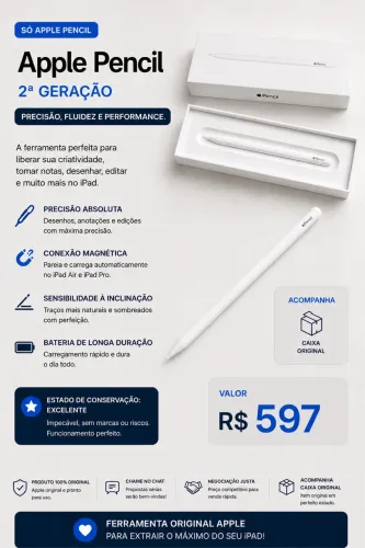 Apple Pencil 2ª Geração Original Apple | Impecável | Caixa Original