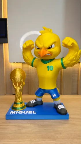 Boneco Mascote Brasil Personalizado com Nome 3D | Presente Futebol Infantil Decoração Copa