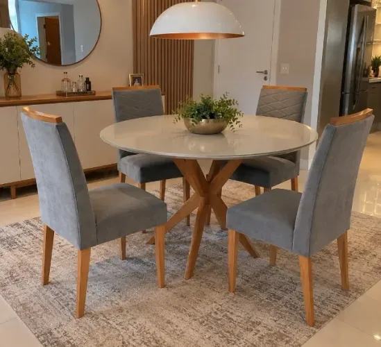 Mesa De Jantar Tampo de Vidro Com 4 Cadeiras (Entrega Imediata Produto Novo)