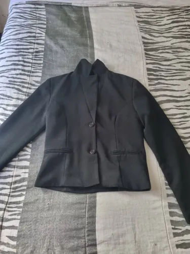 Blazer Feminino Preto Cropped Social - Tam. P