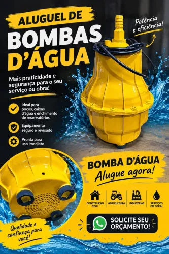 ALUGUEL DE BOMBA D?ÁGUA- PARA DRENAGEM DE CISTERNAS E OUTROS