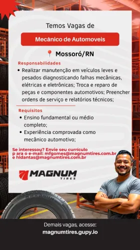 Mecânico de Automóveis - Mossoró/RN | MAGNUM TIRES
