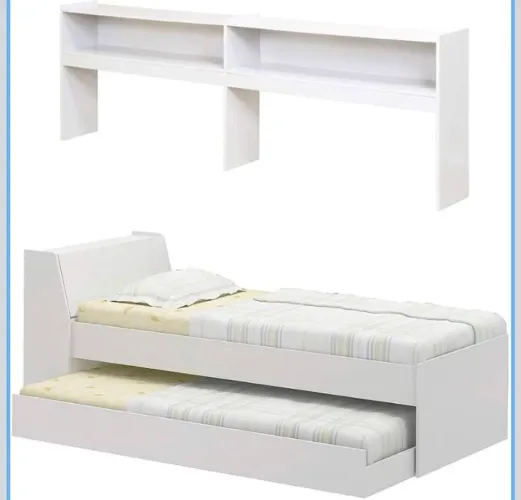 Cama Solteiro Bicama com Estante Ditália Bb-28-29 Branco
