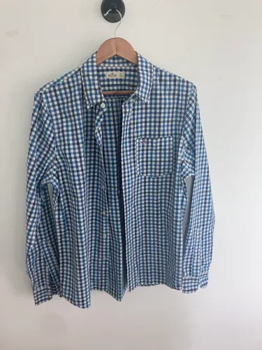 Camisa Hollister California Original - Xadrez Azul/Verde