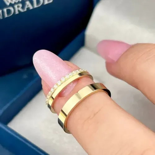 Alianças de noivado ou casamento Santorini 3mm em Prata 950 Banhada a Ouro 18K Cravejada