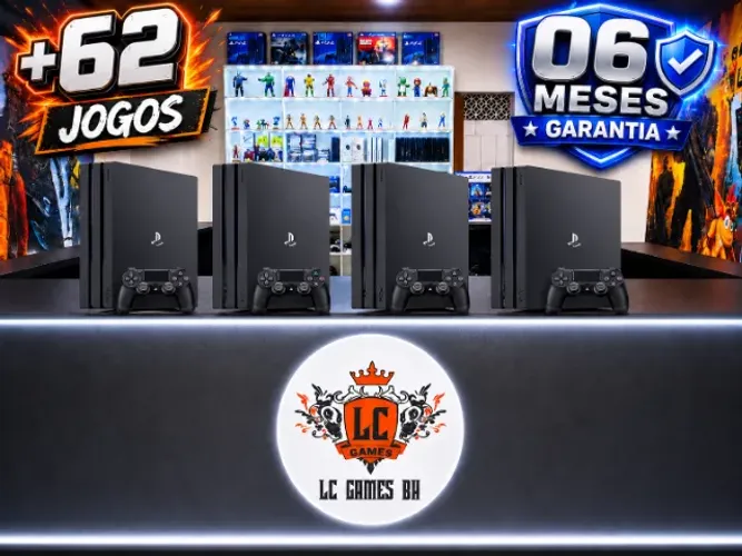 PS4 PRO 1TB 4K COM 62 JOGOS e O6 MESES GARANTIA e BRINDES I LOJA FISICA BH