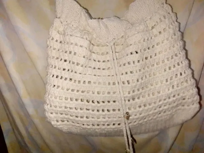 BOLSA DE OMBRO - CROCHÊ FEM. (ARTESANAL/BEGE)
