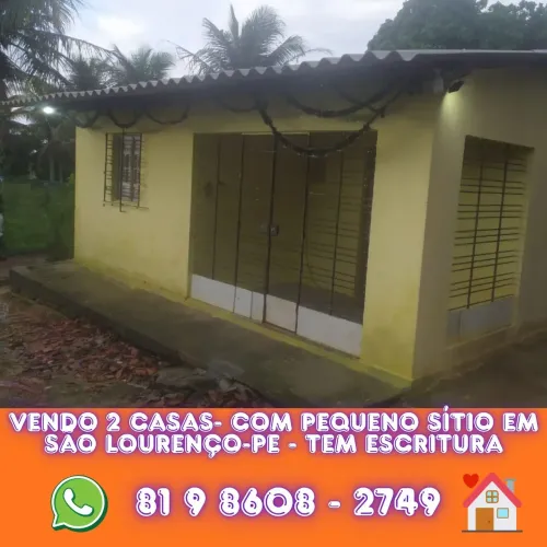 VENDO 2 CASAS COM PEQUENO SÍTIO - EM SÃO LOURENÇO-PE TEM ESCRITURA