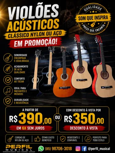 Violão acústico clássico nylon em promoção