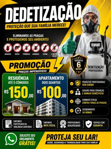 Dedetização profissional sem cheiro promoção
