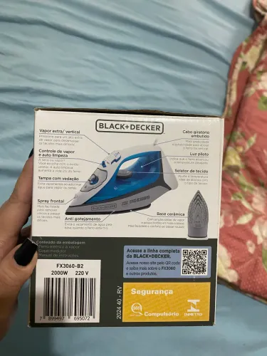 Ferro de Passar Roupa a Vapor e a Seco Black + Decker Speed Steam FX3060 Branco e Azul