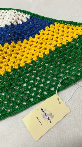 TOP CROCHÊ BANDEIRA DO BRASIL - LENÇO BANDANA