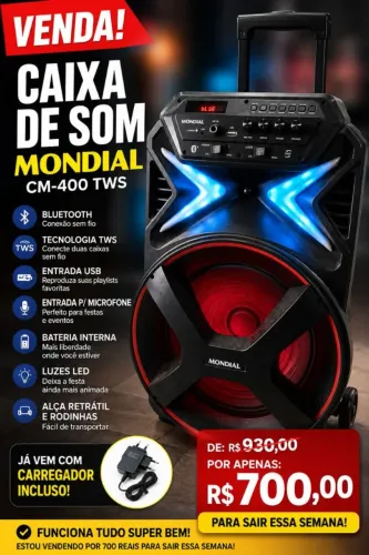 Vendo Caixa de Som Mondial 