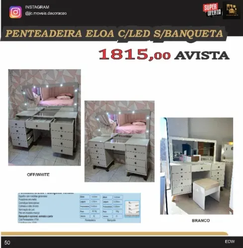 PENTEADEIRA ELOA C/LED SEM BANQUETA