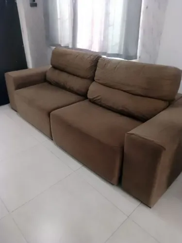 Sofá retrátil reclinável 2,30m de camurça marrom