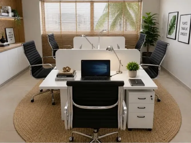Estação Top White Office Kiev. Alto Padrão. Com 20 Tomadas: L270cm x P120cm x A105cm