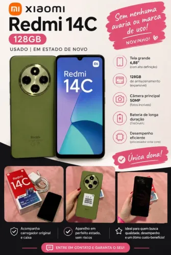 Celular Xiaomi Redmi 14C 128GB - Estado de novo