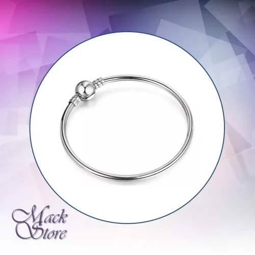 Pulseira Berloque Charm Prata Fecho Bola
