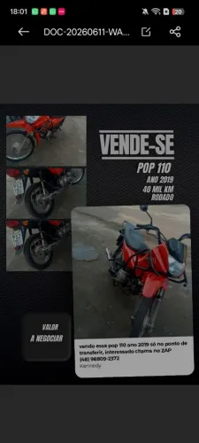 Vendo pop 110 vermelha